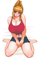 Rule 34 | blonde hair, blue eyes, breasts, choujuushin gravion, glasses, huge breasts, shorts, tachibana mizuki