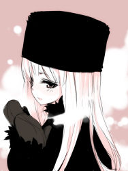 Rule 34 | 1girl, cold, female focus, gloves, hat, kusano houki, long sleeves, open mouth, original, pink hair, smile, solo