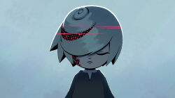 Rule 34 | 1girl, absurdres, arms at sides, backlighting, black dress, child, closed eyes, closed mouth, colored skin, dress, evan stanley, expressionless, facing viewer, female focus, flat chest, glitch, grey background, grey hair, highres, long sleeves, multicolored hair, multicolored skin, official art, sage (sonic), short hair, sidelocks, simple background, solo, sonic (series), sonic frontiers, straight-on, swept bangs, u u, upper body