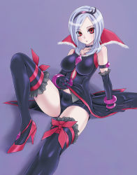 Rule 34 | 00s, 1girl, arm support, black neckwear, black shorts, blue hair, eas (fresh precure!), elbow gloves, eyelashes, fresh precure!, gloves, hairband, higashi setsuna, high heels, hikabe sakuho, precure, red eyes, shoes, shorts, sitting, solo, thighhighs