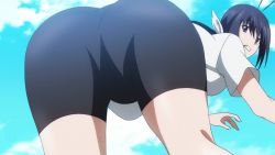 Rule 34 | 10s, 1girl, animated, animated gif, anime screenshot, ass, ass shake, bike shorts, gym uniform, hip focus, huge ass, kaminashi nozomi, keijo!!!!!!!!, legs, looking back, ponytail, shorts, thick thighs, thighs, wide hips