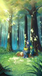 Rule 34 | 1boy, 1girl, blue eyes, blue hair, cape, creatures (company), fingerless gloves, fire emblem, fire emblem awakening, forest, game freak, gen 2 pokemon, gloves, hair between eyes, highres, ippers, link, long hair, lucina (fire emblem), mythical pokemon, nature, nintendo, pichu, pointy ears, pokemon, pokemon (creature), super smash bros., the legend of zelda, the legend of zelda: majora&#039;s mask, the legend of zelda: ocarina of time, tunic, young link