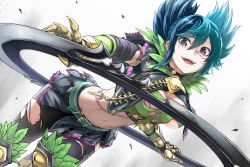 Rule 34 | 1girl, absurdres, breasts, cleavage, highres, large breasts, midriff, miniskirt, mole, mole under eye, navel, official art, pantyhose, skirt, smile, solo, soul calibur, soulcalibur, soulcalibur vi, stomach, tagme, tattoo, tira (soulcalibur), torn clothes, torn pantyhose, underboob