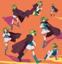 Rule 34 | 1girl, bad id, bad twitter id, blue eyes, book, boots, cape, fire emblem, fire emblem: the blazing blade, fire emblem heroes, green hair, hairband, looking at viewer, nino (fire emblem), nintendo, open mouth, short hair, skirt, smile, solo