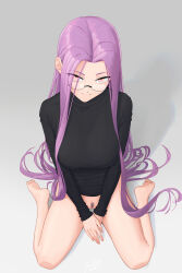Rule 34 | 1girl, absurdres, barefoot, fate/stay night, fate (series), feet, female pubic hair, forehead, glasses, highres, long hair, looking at viewer, medusa (fate), medusa (rider) (fate), pink eyes, pubic hair, purple hair, simple background, sin quota, solo, white background