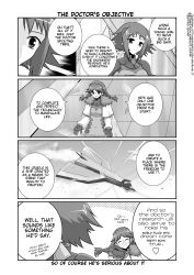 Rule 34 | 00s, 2girls, bodysuit, bow, comic, dieci (nanoha), english text, closed eyes, facial mark, glasses, gloves, greyscale, hair bow, hand on own face, hard-translated, heart, lyrical nanoha, mahou shoujo lyrical nanoha, mahou shoujo lyrical nanoha strikers, mikage takashi, monochrome, multiple girls, numbers (nanoha), planet, ponytail, quattro (nanoha), spacecraft, third-party edit, translated
