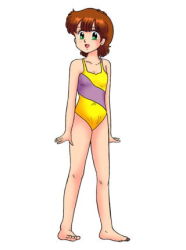 Rule 34 | 1980s (style), brown hair, flat chest, kazuki mai, lowres, magical girl, mahou no star magical emi, oldschool, retro artstyle, swimsuit