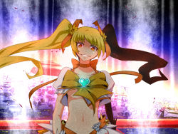 Rule 34 | 10s, 1girl, alice-san, blonde hair, bow, brooch, cure sunshine, heart, heart brooch, heartcatch precure!, jewelry, long hair, magical girl, midriff, myoudouin itsuki, navel, orange bow, precure, solo, twintails, wrist cuffs, yellow bow, yellow eyes