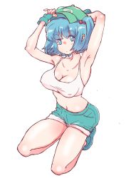 Rule 34 | 1girl, absurdres, armpits, arms behind back, arms up, artist request, covered erect nipples, highres, kawashiro nitori, tagme, touhou
