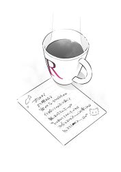 Rule 34 | 7zu7, coffee, cup, greyscale, monochrome, mug, no humans, original, paper, steam, translated, translation request