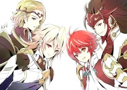 Rule 34 | 1girl, 3boys, armor, atoatto, blonde hair, brown hair, corrin (fire emblem), corrin (male) (fire emblem), corrin (male) (fire emblem), fire emblem, fire emblem fates, headgear, hinoka (fire emblem), japanese clothes, looking at viewer, multiple boys, nintendo, red eyes, red hair, ryoma (fire emblem), signature, silver hair, simple background, smile, white background, xander (fire emblem)