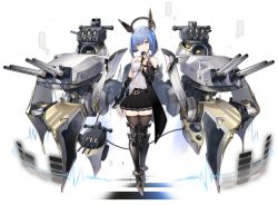 Rule 34 | 1girl, armored boots, artist request, azur lane, bare shoulders, belt, black coat, black skirt, black thighhighs, blue hair, boots, breasts, cable, coat, collared shirt, fingerless gloves, full body, gascogne (azur lane), gascogne (muse) (azur lane), gloves, hand up, headgear, highres, holding, holding microphone, idol, long sleeves, looking at viewer, machinery, medium breasts, microphone, miniskirt, multicolored hair, off shoulder, official alternate costume, official art, open clothes, open coat, parted lips, pleated skirt, shirt, short hair, single glove, skirt, sleeveless, sleeveless shirt, solo, standing, streaked hair, thigh boots, thighhighs, transparent background, turret, white shirt, zettai ryouiki