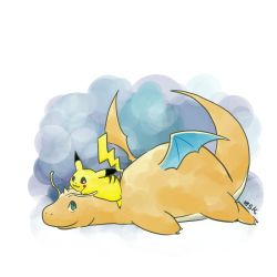 Rule 34 | artist request, dragonite, gen 1 pokemon, no humans, pikachu, pokemon, pokemon (creature)