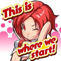 Rule 34 | 1girl, breasts, chibi, closed eye, english text, female focus, letter, matching hair/eyes, mature female, medium breasts, one eye closed, red eyes, red hair, red tie, short hair, smile, snk, solo, the king of fighters, vanessa (kof), wink