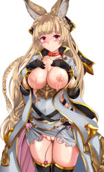 Rule 34 | 10s, 1girl, absurdres, animal ears, black gloves, black thighhighs, blonde hair, blunt bangs, breasts, breasts out, cleft of venus, collarbone, covered navel, cowboy shot, erune, fat mons, gloves, granblue fantasy, hands on own chest, highres, lactation, large breasts, long hair, looking at viewer, nipples, object insertion, pink eyes, sex toy, skindentation, solo, thighhighs, thighs, uchida shou, uncensored, vaginal, vaginal object insertion, very long hair, vibrator, yuisis (granblue fantasy)