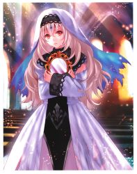 Rule 34 | 1girl, absurdres, crying, crying with eyes open, dress, fukahire (ruinon), hair between eyes, hair ornament, highres, holding, huge filesize, indoors, kaku-san-sei million arthur, long hair, looking at viewer, million arthur (series), mirror, nun, red eyes, silver hair, solo, standing, tears, torn clothes, torn dress, white dress