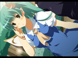 Rule 34 | 1girl, aged up, daiyousei, female focus, green hair, tucking hair, letterboxed, shin&#039;ya (nanp), side ponytail, smile, solo, touhou, wings