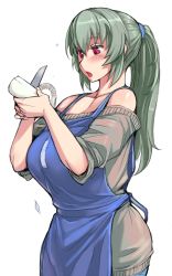 Rule 34 | breasts, cooking, glasses, hyougintou, knife, large breasts, long hair, ponytail, rozen maiden, silver hair, simple background, solo, suigintou, tsuda nanafushi