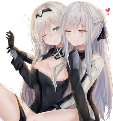 Rule 34 | 2girls, :q, absurdres, ak-12 (girls&#039; frontline), an-94 (girls&#039; frontline), between legs, black panties, black ribbon, blonde hair, blue eyes, blush, braid, breasts, cleavage, closed mouth, drooling, fingering, french braid, girls&#039; frontline, gloves, hair between eyes, hair over breasts, hairband, half-closed eye, hand between legs, heart, heart-shaped pupils, highres, holding, holding another&#039;s arm, hug, jacket, lingerie, long hair, long sleeves, looking at another, medium breasts, multiple girls, one eye closed, panties, panty pull, purple eyes, ribbon, ru zhai, sidelocks, silver hair, sitting, smile, sweat, symbol-shaped pupils, thighs, tongue, tongue out, underwear, very long hair, wavy mouth, yuri