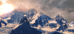 Rule 34 | building, castle, ginho, mountain, no humans, original, outdoors, scenery, sketch, sky, snow, snowing