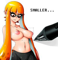 Rule 34 | 1girl, alternate breast size, animated, animated gif, blush, breast expansion, breasts, collarbone, huge breasts, inkling, inkling girl, inkling player character, matching hair/eyes, medium breasts, navel, nintendo, nipples, nose blush, open mouth, orange eyes, orange hair, puffy nipples, slideshow, solo, splatoon (series), splatoon 1, sweat, topless, witchking00