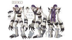 Rule 34 | 1boy, bandages, bandana, character sheet, claws, digimon, digimon (creature), digimon ghost game, fingernails, full body, grin, highres, looking away, monster boy, multiple views, mummy, mummymon, official art, pointy ears, sharp fingernails, sharp teeth, smile, teeth, translation request
