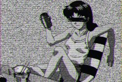 Rule 34 | 1girl, animated, animated gif, beer can, can, drink can, female focus, katsuragi misato, lowres, monochrome, neon genesis evangelion, static, tagme