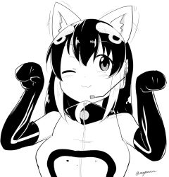 Rule 34 | african penguin (kemono friends), animal ears, black eyes, black gloves, black hair, gloves, kemono friends, kemono friends v project, long hair, looking at viewer, necktie, shirt, shoes, skirt, smile, tail, virtual youtuber, white shirt