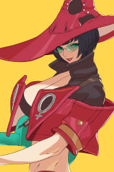 Rule 34 | 1girl, absurdres, black hair, green-tinted eyewear, green-tinted glasses, guilty gear, guilty gear strive, hat, highres, i-no, jacket, looking at viewer, red headwear, red jacket, short hair, sunglasses, tinted eyewear, venus symbol, very short hair, witch hat
