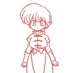 Rule 34 | 1girl, animated, animated gif, bouncing breasts, braid, breasts, chinese clothes, expressionless, genderswap, genderswap (mtf), hopping, lowres, monochrome, ranma-chan, ranma 1/2, saotome ranma, single braid, solo, tangzhuang, wanta (futoshi)