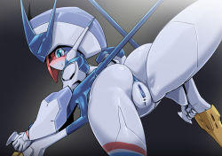 Rule 34 | 1girl, anus, ass, bar censor, blue eyes, blush, censored, closed mouth, darling in the franxx, delphinium (darling in the franxx), from behind, holding, looking at viewer, looking back, pochincoff, profile, pussy, sideways glance, smile, solo, spread legs, standing, standing on one leg