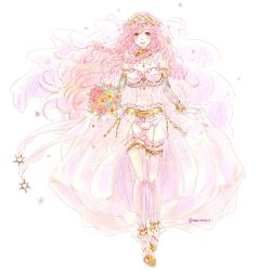 Rule 34 | 1girl, blush, bouquet, curly hair, dress, fire emblem, fire emblem awakening, fire emblem heroes, flower, full body, high heels, holding, holding bouquet, insarability, looking at viewer, nintendo, olivia (fire emblem), pink eyes, pink hair, simple background, smile, solo, wedding dress, white background