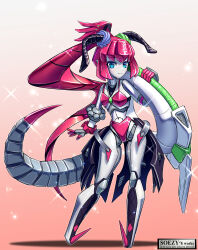 Rule 34 | 1girl, absurdly long hair, absurdres, assassin silver, blue eyes, colored skin, dragon girl, dragon horns, dragon tail, elizabeth bathory (fate), fate/grand order, fate (series), highres, horns, innertube, joints, long hair, looking at viewer, mecha eli-chan (fate), mechanical hair, mechanical horns, mechanical tail, no feet, pointy ears, ponytail, red hair, robot girl, robot joints, solo, standing, swim ring, swimsuit, tail, very long hair, white skin