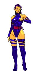 Rule 34 | 1girl, breasts, clenched hand, curvy, elbow gloves, energy, energy sword, fingernails, gloves, highleg, highleg leotard, highres, iggler, large breasts, leotard, marvel, psylocke, purple eyes, purple hair, revealing clothes, shiny clothes, shiny skin, skin tight, standing, sword, thick thighs, thighs, thong leotard, transparent background, weapon, wedgie, wide hips, x-men
