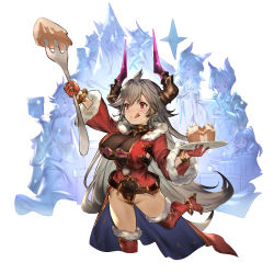 Rule 34 | absurdres, armor, atorosu, bangle, belt, belt skirt, bodystocking, bodysuit, boots, bracelet, breasts, cake, center opening, curvy, draph, food, fork, full body, fur trim, gloves, granblue fantasy, grey hair, groin, hair between eyes, half gloves, high heel boots, high heels, highleg, highleg leotard, highres, horns, impossible bodysuit, impossible clothes, jacket, jewelry, large breasts, leg up, leotard, leotard under clothes, long sleeves, looking at food, open clothes, open jacket, red eyes, red gloves, sideboob, solo focus, standing, standing on one leg, thigh boots, thighhighs, threo (granblue fantasy), tongue, tongue out, wide sleeves