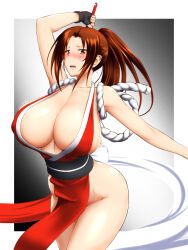 Rule 34 | 1girl, breasts, fatal fury, highres, huge breasts, ponytail, shiranui mai, solo