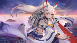 Rule 34 | 1girl, absurdres, artist request, ayanami (azur lane), azur lane, bandaid, bandaid on arm, bare shoulders, black choker, blue sailor collar, blue skirt, blush, breasts, chinese commentary, choker, cloud, cloudy sky, collarbone, commentary request, crop top, dated, detached sleeves, floating hair, hair between eyes, headgear, high ponytail, highres, holding, holding sword, holding weapon, light brown hair, long hair, long sleeves, looking at viewer, machinery, midriff, miniskirt, navel, neckerchief, outdoors, pleated skirt, red eyes, remodel (azur lane), sailor collar, school uniform, serafuku, shirt, sideboob, signature, skirt, sky, sleeveless, sleeveless shirt, small breasts, solo, stomach, sword, thighhighs, torpedo tubes, turret, water, weapon, white shirt, white thighhighs, wide sleeves, yellow neckerchief