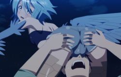 Rule 34 | 1boy, 1girl, ass, ass grab, blue hair, blush, cameltoe, embarrassed, face in crotch, groping, harpy, highres, kurusu kimihito, legs, accidental pervert, monster girl, monster musume no iru nichijou, open mouth, papi (monster musume), shorts, sitting, sitting on face, sitting on person, stitched, thighs, third-party edit, view between legs, yellow eyes