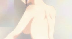 Rule 34 | 1girl, animated, animated gif, anime screenshot, back, backboob, bath, bathroom, black hair, breasts, butt crack, gif artifacts, kanojo mo kanojo, lowres, minase nagisa, nude, open mouth, screencap, solo, steam, thighs, wet