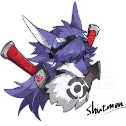 Rule 34 | appmon, armor, blue eyes, digimon, furry, goggles, goggles on head, looking at viewer, scar, shutmon