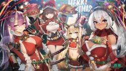 Rule 34 | alternate breast size, alternate costume, antlers, arm up, artist request, azur lane, bare shoulders, bell, belt, blonde hair, bottle, breasts, brown hair, cake, capelet, christmas, cleavage, clothing cutout, cup, dark-skinned female, dark skin, detached sleeves, dress, drinking glass, eldridge (azur lane), eldridge (holy night&#039;s embrace) (azur lane), facepaint, food, fur-trimmed sleeves, fur trim, gift, gloves, groin, hair between eyes, hair ornament, hair ribbon, headphones, height difference, highleg, highleg panties, holding, holding sack, holding tray, horns, izumo (azur lane), large breasts, long hair, long sleeves, looking at viewer, merry christmas, midriff, minneapolis (azur lane), native american, navel, navel cutout, official art, oni horns, open mouth, panties, plaid, plaid scarf, pointy ears, pom pom (clothes), ponytail, purple hair, red capelet, red dress, red eyes, red hood, red skirt, reindeer antlers, ribbon, sack, santa costume, scarf, sheath, short hair, side-tie panties, sideboob, skirt, small breasts, smile, snowflake hair ornament, streamers, sword, thigh gap, thighs, tray, turkey (food), underwear, very long hair, weapon, white hair, wine bottle, wine glass, yamashiro (azur lane), yamashiro (holiday offensive) (azur lane)