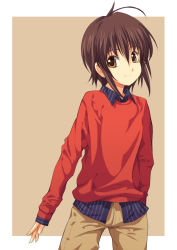 Rule 34 | 00s, androgynous, bad id, bad pixiv id, brown eyes, brown hair, gender request, hand in pocket, mamoru (sister princess), mizugame, short hair, sister princess, solo, sweater, tomboy