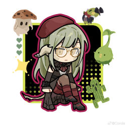 Rule 34 | 1girl, au ra, bang dream!, bang dream! it&#039;s mygo!!!!!, black background, black dress, black footwear, black gloves, black thighhighs, cactus, chinese commentary, closed mouth, commentary request, dress, elbow gloves, expressionless, final fantasy, final fantasy xiv, full body, glasses, gloves, green hair, hat, highres, horns, long hair, mushroom, red hat, red shorts, sabotender, scales, shorts, tail, thighhighs, wakaba mutsumi, white background, yellow eyes, yui k (yuik48074789)