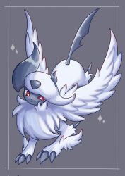 Rule 34 | absol, animal focus, bright pupils, claws, closed mouth, creatures (company), feathered wings, game freak, gen 3 pokemon, horns, long hair, mega absol, mega pokemon, nintendo, no humans, pokemon, pokemon (creature), red eyes, soruva 359, white hair, white pupils, wings
