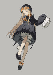 Rule 34 | 1girl, abigail williams (fate), absurdres, bad id, bad pixiv id, black bow, black dress, black footwear, black hat, blonde hair, bloomers, blue eyes, bow, bug, butterfly, dress, fate/grand order, fate (series), forehead, full body, grey background, hair bow, hat, head tilt, high heels, highres, insect, long hair, long sleeves, mary janes, orange bow, parted bangs, parted lips, platform footwear, polka dot, polka dot bow, shoes, simple background, sleeves past fingers, sleeves past wrists, solo, underwear, very long hair, white bloomers, zhibuji loom