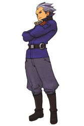 Rule 34 | 1boy, advance wars, advance wars: dual strike, belt, bird, black eyes, boots, crossed arms, eagle, eagle (advance wars), full body, gloves, goggles, highres, hirata ryou, knee boots, male focus, military, military uniform, nintendo, official art, short hair, silver hair, simple background, smile, solo, spiked hair, standing, uniform
