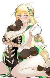Rule 34 | 1girl, absurdres, big belly, blonde hair, blush, braid, breasts, commission, demeter (fate), earrings, embarrassed, fate/grand order, fate (series), green vest, hair between eyes, hair ornament, hand on own face, hand on own stomach, highres, huge breasts, jewelry, kneeling, leaf, long hair, looking at viewer, messy hair, nitric acid, no panties, open mouth, pixiv commission, pregnant, purple eyes, simple background, solo, spread legs, sweat, tears, thick thighs, thighhighs, thighs, trembling, vest, white background