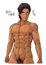 Rule 34 | 1boy, abs, arima (arima bn), character request, copyright request, flaccid, highres, male focus, muscular, nipples, nude, pectorals, penis, solo