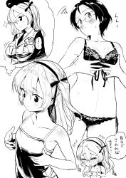 Rule 34 | 10s, 2girls, aged up, angry, bandages, beret, blush, boko (girls und panzer), bow, bow bra, bra, breast conscious, camisole, closed mouth, commentary request, cowboy shot, dress shirt, embarrassed, emblem, flat chest, flying sweatdrops, fume, girls und panzer, glasses, greyscale, hair ribbon, hat, highres, imagining, japanese tankery league (emblem), long hair, long sleeves, looking at viewer, military, military hat, military uniform, monochrome, multiple girls, necktie, panties, parted lips, ribbon, rumi (girls und panzer), selection university military uniform, shimada arisu, shirt, short hair, side-tie panties, side ponytail, sparkle, standing, stuffed animal, stuffed toy, sweatdrop, takuji yuusaku, tearing up, teddy bear, thought bubble, translated, underwear, underwear only, uniform