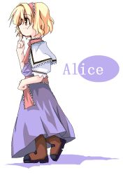 Rule 34 | 1girl, alice margatroid, bad anatomy, bad proportions, blonde hair, capelet, female focus, hairband, poorly drawn, short hair, solo, take tonbo, touhou